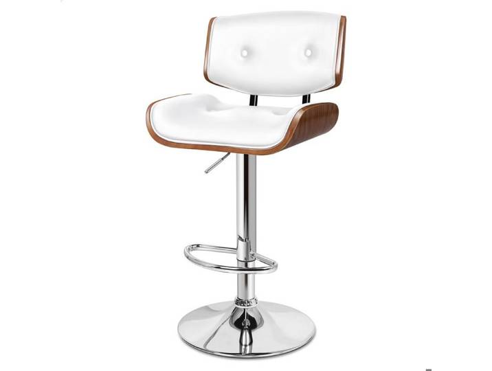 ALFORDSON 1x Tabouret de Bar Cuisine Chaise Pivotante en Bois Cuir Odette Blanc