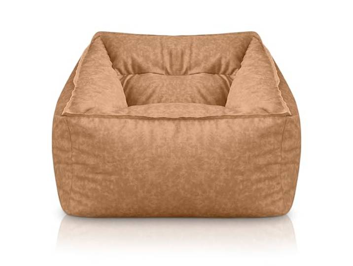 Aiire XXL Sitzsack Sofa Erwachsene - Relaxo Sitz Sack Sessel Design mit Füllung für Kuschelecke - Riesen Bean Bag Chair fur Gaming - Sitzsäcke aus Kunstleder Beige