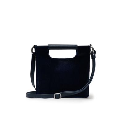 Schultertasche GRETCHEN "Crocus Small Shoulderbag", Damen, Gr. B/H/T: 23cm x 22cm x 22cm, schwarz (blau), Leder, unifarben, Taschen Schultertasche, aus italienischem Rindsleder