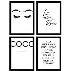 POSTER Set mit 4 Coco TypografieStil A3 Schwarzer Rahmen