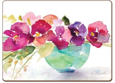 Cala Home Hardboard Placemats - Bowl Of Blooms - Set of 4 - 15.5x11.25x.212