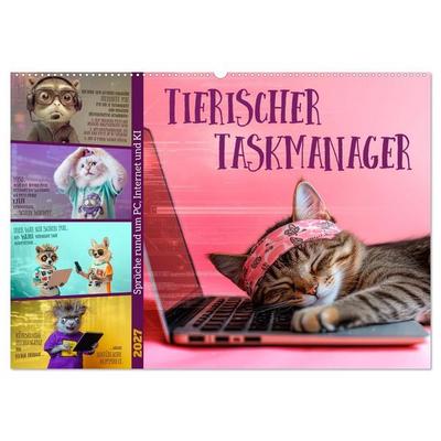 Tierischer Taskmanager (Wandkalender 2027 DIN A2 quer), CALVENDO Monatskalender