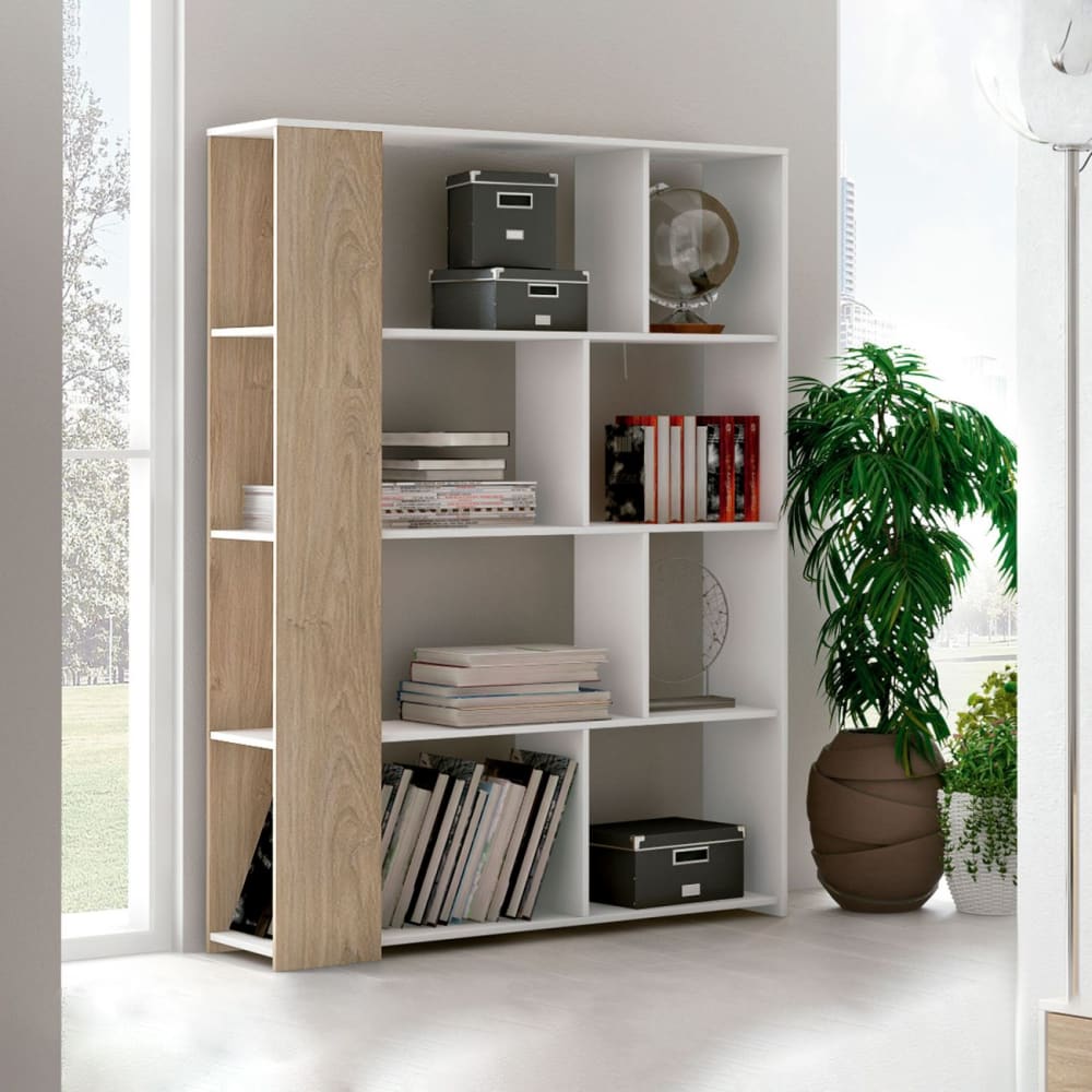 duehome Estantería de diseño modular 174 cm melamina blanco - roble