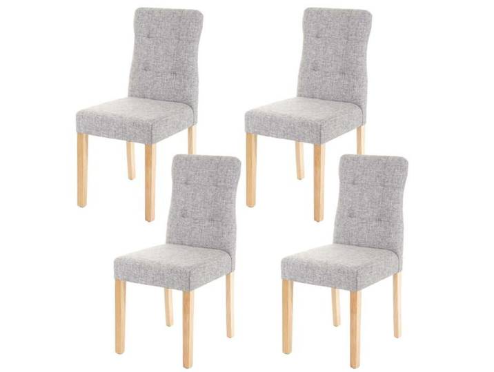 MCW 4x chaise de salle à manger MCW-E58 fauteuil ~ tissu gris pieds clairs
