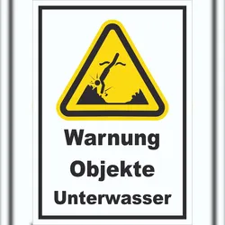 HB-Druck Schild Warnung Objekte Unterwasser A5 (148x210mm)