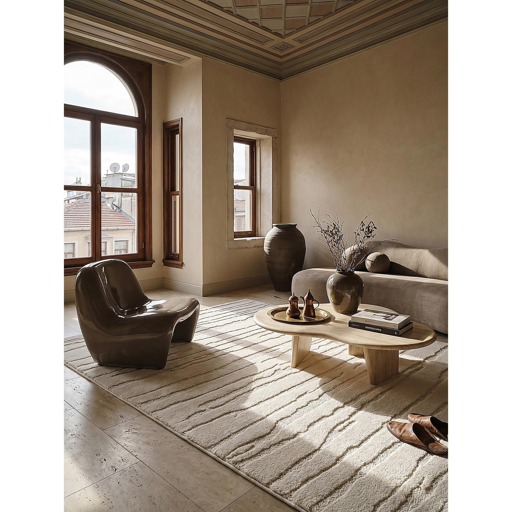Teppich Pflegeleicht Creme 240x340 cm - CETINA Kadima Design