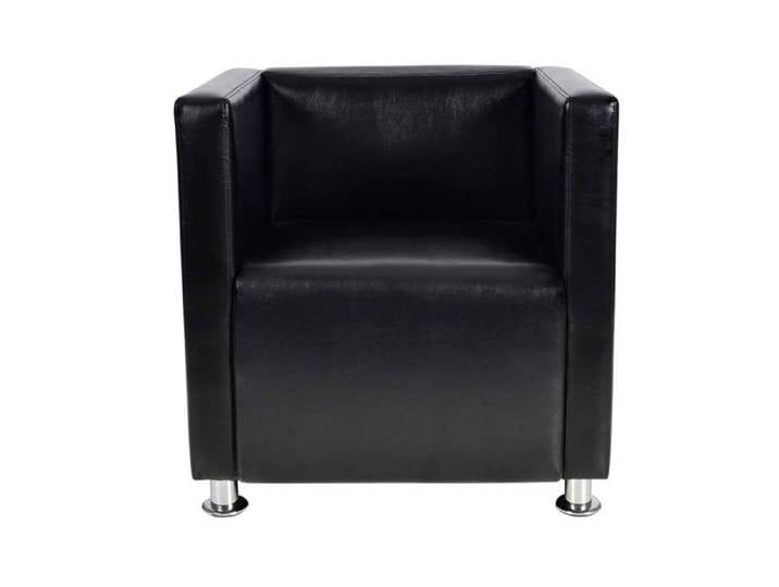 Fauteuil cube - mango - noir similicuir M12240068