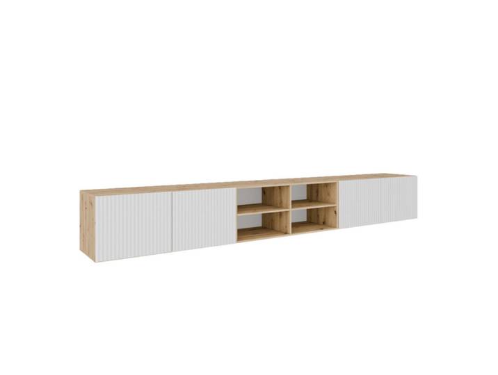 Sepro Meble Tv-Lowboard Weiß Noeli300 Offene Regale Für Fernseher Artisan+, 300x41x40 cm, Wohnzimmer, TV Möbel, Lowboards, Lowboards stehend