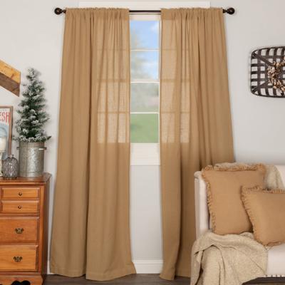 VHC Brands Farmhouse Curtains Cotton Burlap Panel 84x40 Solid Color - Panel 84x40