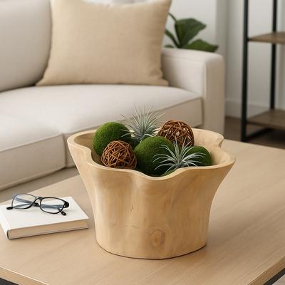 Sagebrook Home "Rustic Teak Wood Hand-Carved Decorative Bowl Home Accent - 13"" Brown - 13.0"""