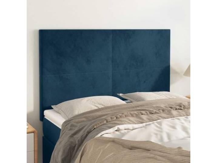 RJPLMFV Kopfteil aus Velours, Dunkelblau, 144 cm Höhenverstellbar von 118 – 128 cm, bequeme Rückenlehne, stabile Holzfüße, einfach zu montieren