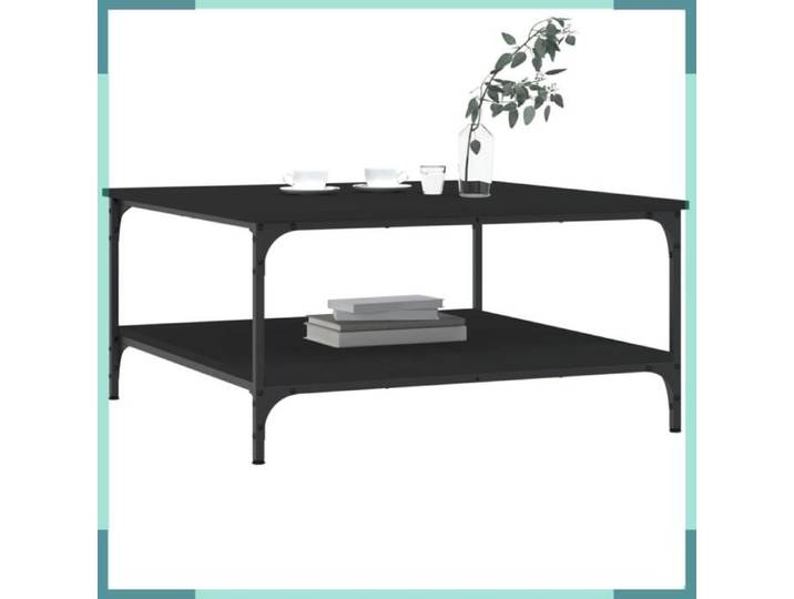 Table basse - 832838 - Noir - Carrée 80x80 cm - Bois d'ingénierie et fer
