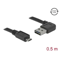DELOCK Easy-USB-Kabel 2.0 A(gewinkelt re/li)->MicroB 0.5m