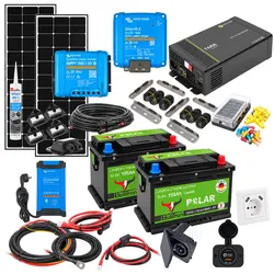 CamperPower Komplettset Solar MAX 210Ah 12V LiFePO4 mit 240W Solar & 2500W Wechselrichter