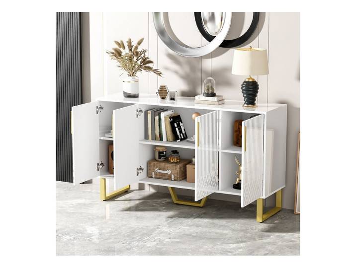 Odikalo Sideboard Anrichte Kommode Schließfach Aufbewahrung Seitenschrank Türen Weiß