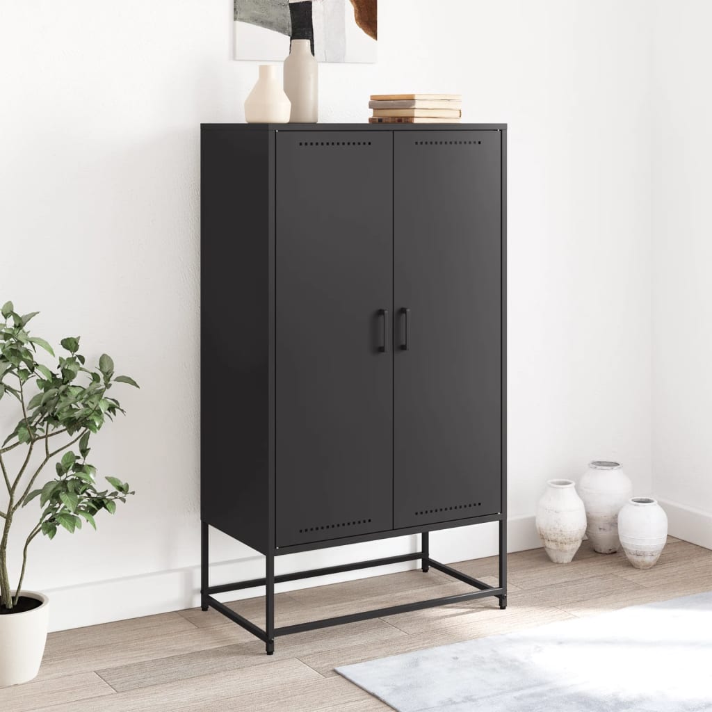 vidaXL Buffet haut noir 68,5x38,5x123,5 cm acier