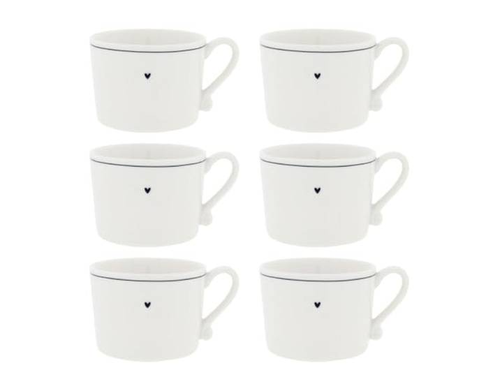 Bastion Collections 6er Set Tassen Heart & Line weiß mit schwarzen Herz 300ml