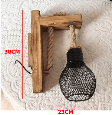 Inspire Curations Vintage Hemp Rope Wood Plug In Wall Sconce wood Color a no Light Bulb