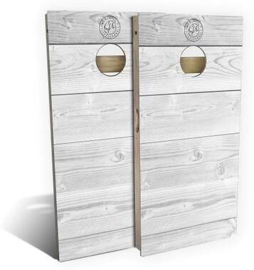 Skip's Garage Rustic White Wood Outdoor Cornhole Board Set