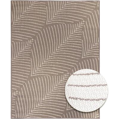 Outdoorteppich "REVERSO Leaves, grau, Wende-Teppich", weiß (taupe), B:160cm H:5mm L:160cm Ø:160cm, Polypropylen, PRIMAFLOR-IDEEN IN TEXTIL, Teppiche, Outdoorteppich, Motiv Blätter, In- und Outdoor geeignet, ideal für Balkon und Terrasse
