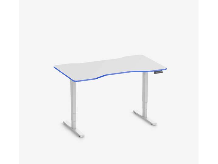 FOKUS Gamingschreibtisch Weiß 140x80 Cockpit Royal Blue