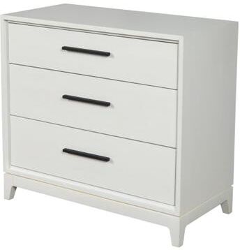 Benjara Chest with 3 Drawers and Wooden Frame, Off White