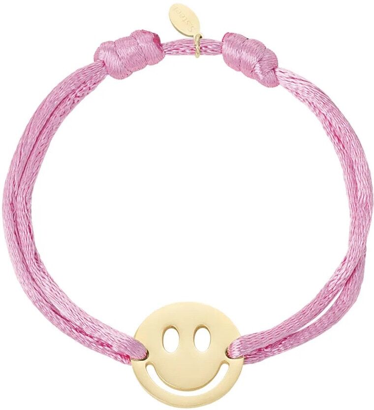 Freundschaftsarmband ADELIA´S "Armband Freundschaftsarmband mit Smiley-Anhänger, 16 cm" Gr. 16, rosa (pastelllila), Armbänder, Damen, 16cm, Edelstahl, Freundschaftsarmband, Modischer Modeschmuck mit rundem Smiley-Anhänger