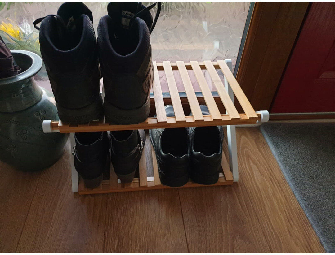 Rebrilliant 4 Pair Shoe Rack Brown/White 4