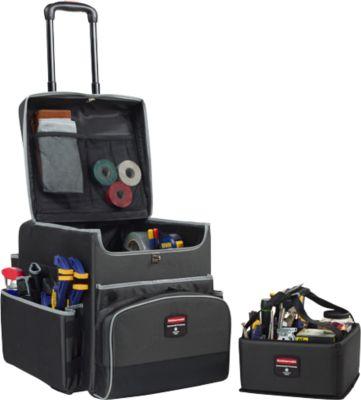 Rubbermaid Reinigungswagen Quick Cart, groß, mit Außentaschen und Teleskopgriff, L 419 x B 362 x H 635 mm, grau