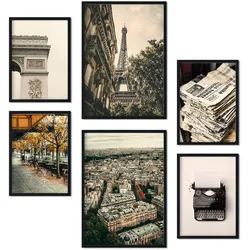 POSTER Set Mit 6 Vintage Paris A3 & A4 Schwarzer Rahmen