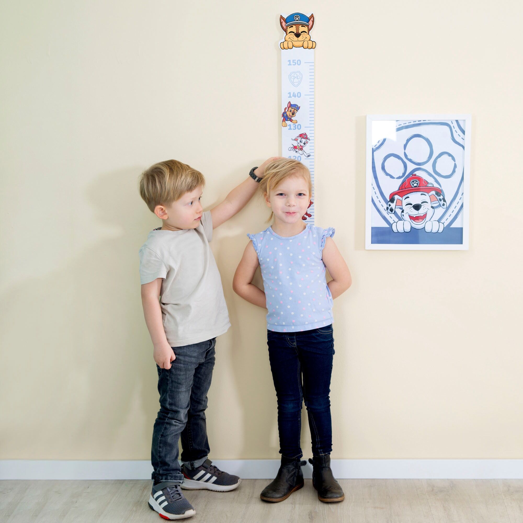 Messlatte ROBA "PAW Patrol", weiss (weiß), B:14,5cm H:90cm T:1,2cm, MDF, Messlatten, Messlatte, mit Paw Patrol Motiv, Skala bis 150 cm weiß Einheitsgröße
