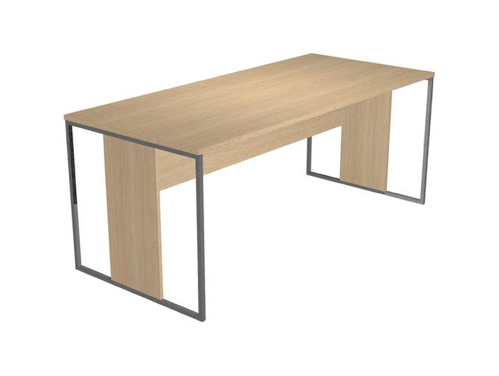 Bureau droit Presto 180 x 80 cm - Plateau Chêne - Pieds Anthracite