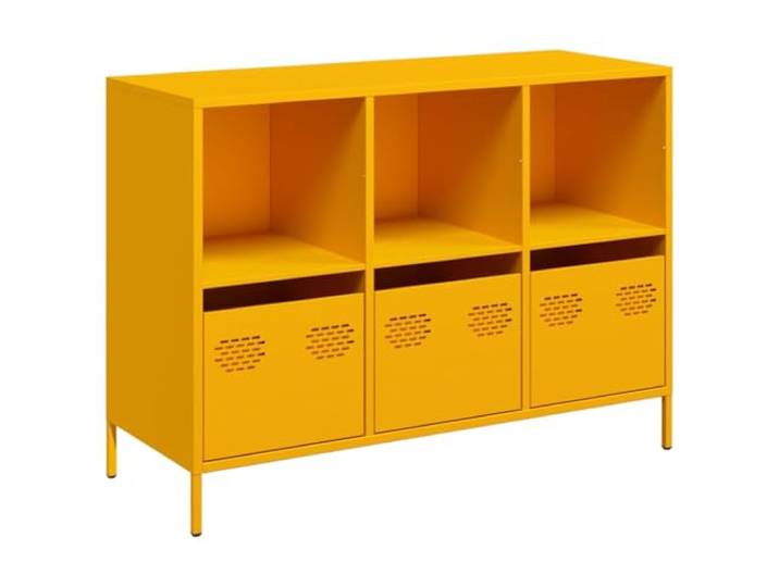 HEFZGDB Sideboard Senfgelb 101,5x39x73,5 cm aus kaltgewalztem Stahl mit Schubladen und Stauraum, pflegeleichtes Metall Sideboard, Robustes mit Stahlkonstruktion und Stabiler Oberplatte