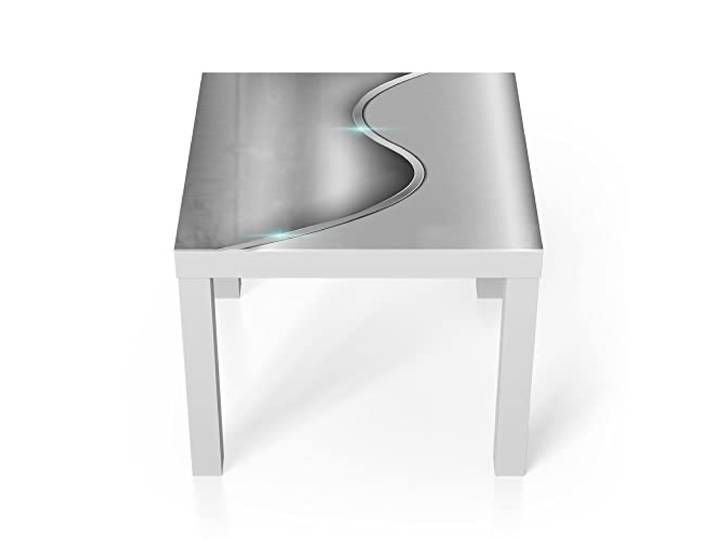DEQORI Glastisch weiß klein 55x55 cm Motiv Polierte Oberfläche ausgefallener Beistelltisch aus Glas Hochglanz Couchtisch fürs Wohnzimmer moderner Couch Tisch mit Design