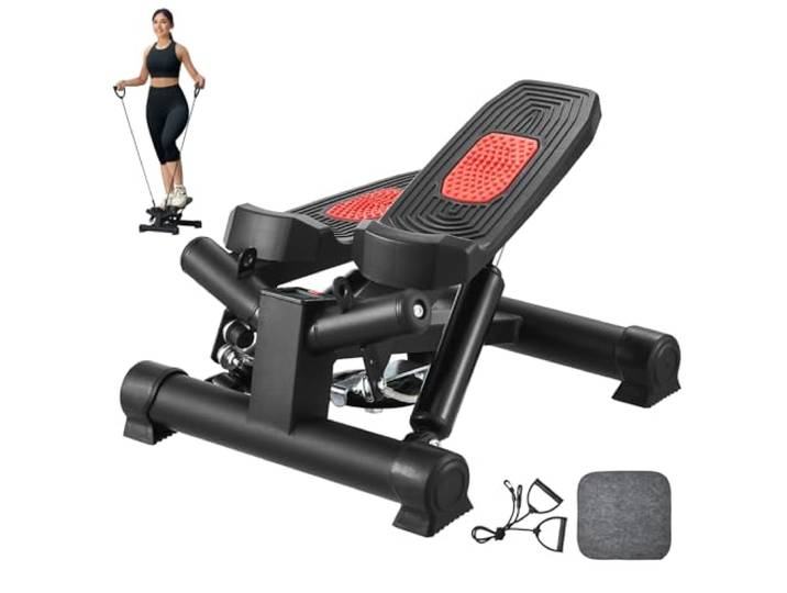VEVOR Mini Stepper à Torsion pour Exercices à Domicile\, Stepper d’Appartement Hydraulique avec Bandes de Résistance\, Équipement Cardio d'Entraînement Complet du Corps\, avec Moniteur LCD\, Charge 150 kg
