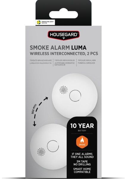 Housegard Luma Trådløs Røgalarm, 2-Pak