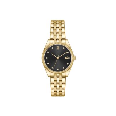 Quarzuhr LACOSTE "LACOSTE PARISIENNE", gold (goldfarben, schwarz), Armbanduhren, Damen, Quarzuhr, Armbanduhr, Damenuhr, Edelstahlarmband, analog, Glaskristalle