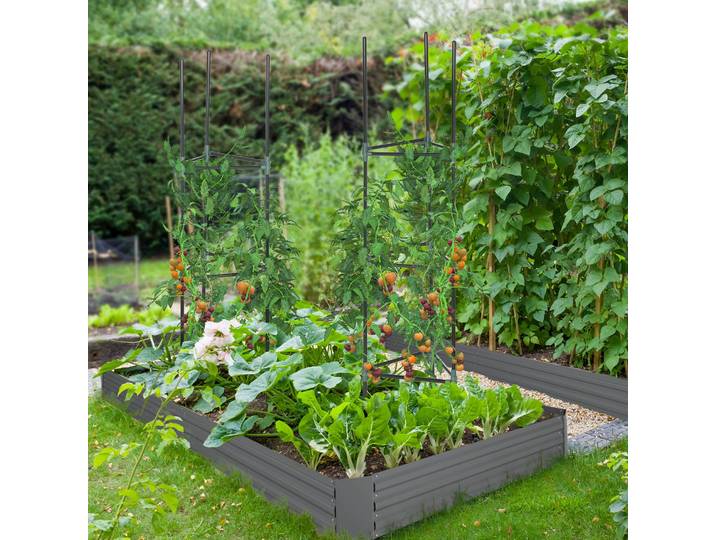 Outsunny Carré Potager Métal Tuteurs 180x90x29,5cm