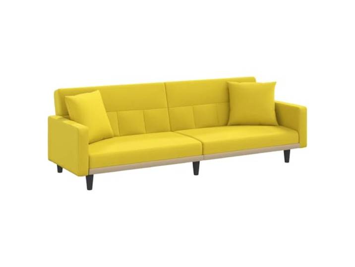 Todiikf Schlafsofa mit 2 Kissen Verstellbar Hellgelb 220 cm Stoff Couch Klappbare Schlafcouch fürs Gästezimmer und Wohnzimmer mit weicher Polsterung aus Stoff und stabilem Sperrholzrahmen.
