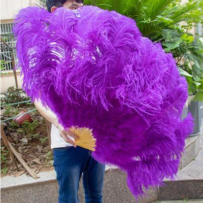 Inspire Select Luxury Ostrich Feather Fan Large Folding Dance Fan For Stage, Carnival & Performance purple 51.18 In 2 Pcs