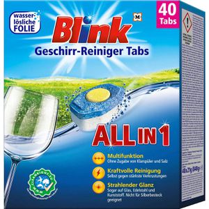 Blink Spülmaschinentabs All in 1, kraftvolle Reinigung, strahlender Glanz, 40 Tabs