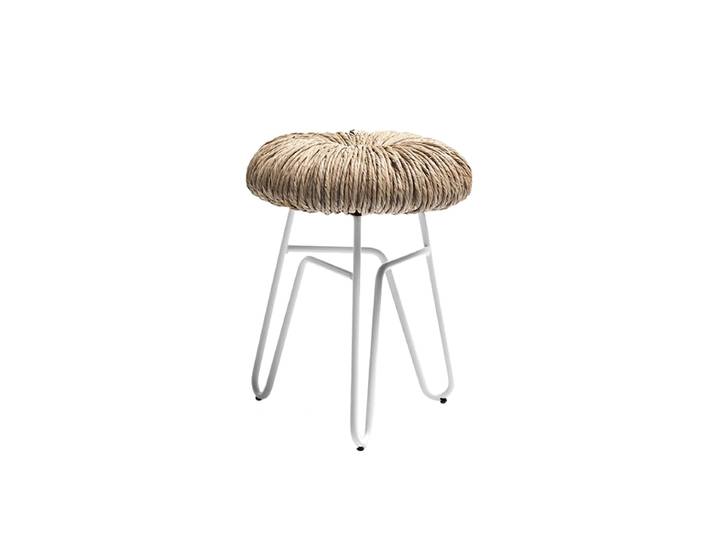 MOGG tabouret DONUT (blanc, h 45 cm - métal et paille)