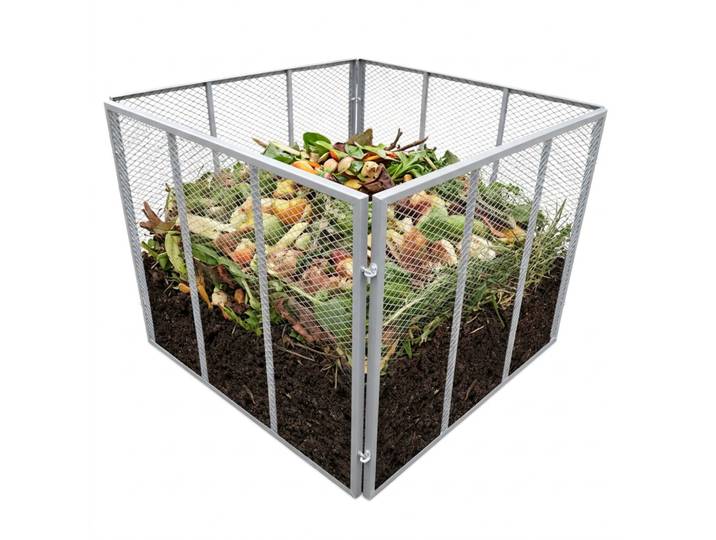 Relaxdays Composteur Métal Pour Jardin\, 80×100×100 Cm\, 800 L\, Composteur À Feuilles\, Grille En Acier\, Gris
