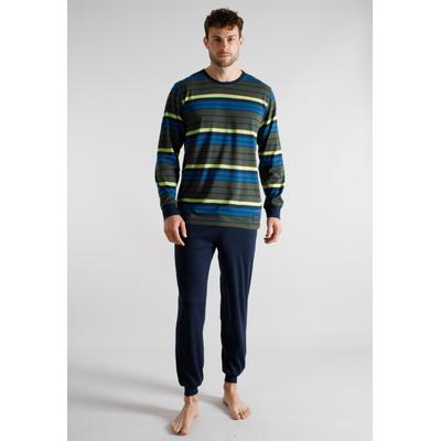Pyjama TOM TAILOR, Herren, Gr. 52, Single Jersey, blau (grün, dunkel, ringel), Single Jersey, Obermaterial: 100% Baumwolle, Homewear-Sets Pyjama