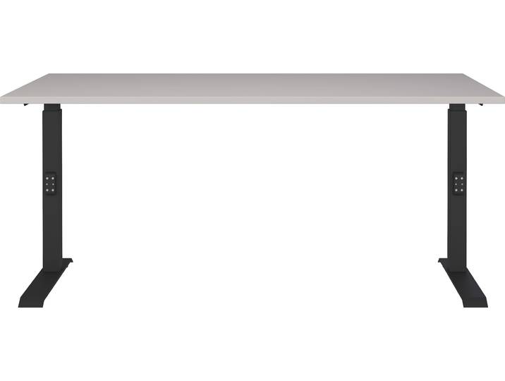 Schreibtisch GERMANIA Lemont , braun (kaschmir, schwarz, kaschmir), B:160cm H:68cm T:80cm, Tische, Schreibtisch, Mechanisch höhenverstellbarer Schreibtisch