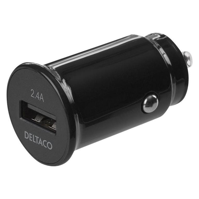 Deltaco Car Charger USB-A 12W - Black (USB-CAR123)