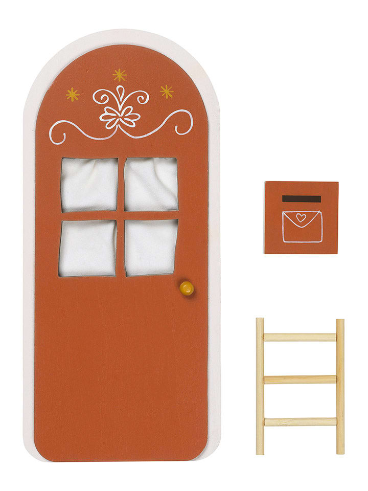 FABELAB 3tlg. LED-Weihnachtsdeko "Elf Door" in Braunrot - onesize