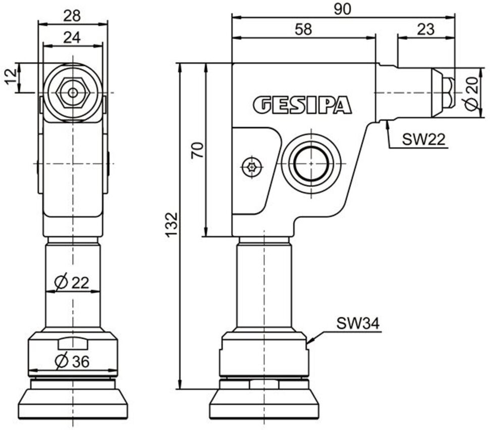 Gesipa Winkelkopf 90° compact für Bird-Geräte (1457252)