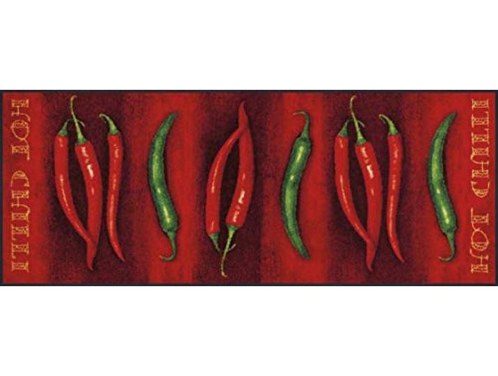 wash+dry Fußmatte Hot Chilli, 75x190 cm, innen und außen, waschbar, Rot