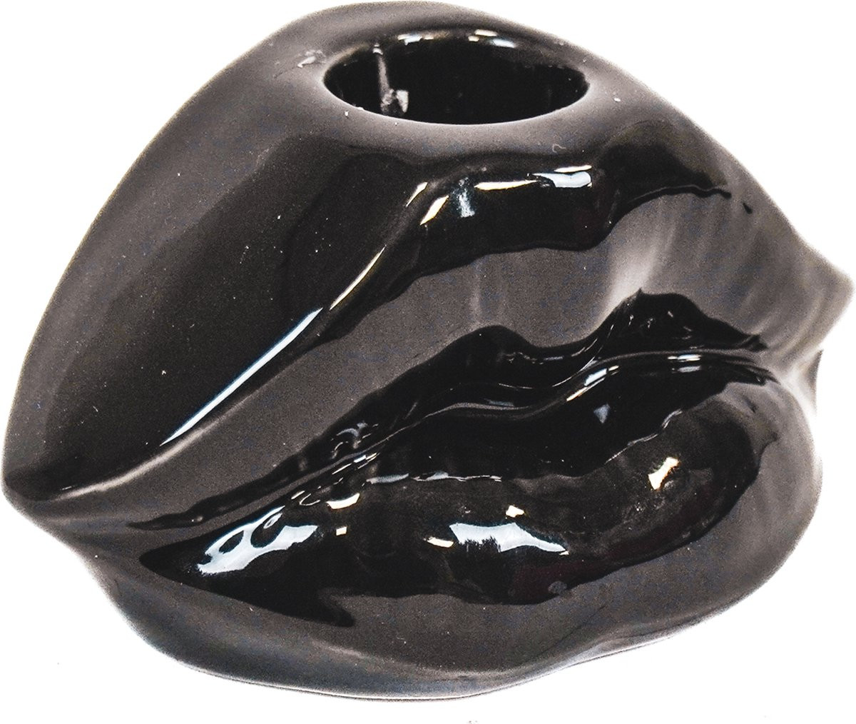 Housevitamin Lips Don't Lie Kandelaar - Zwart - B/D/H: 10,5 x 6,5 x 5,5 cm